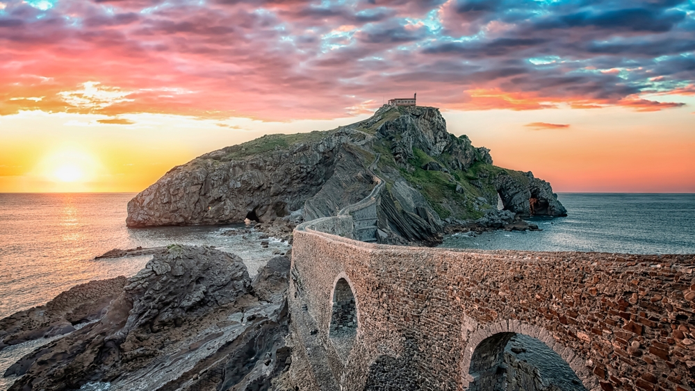 San Juan de Gaztelugatxe at sunset, Basque coast
